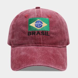 Waterproof Embroidered Black Red Branded Flat Custom Logo Fleece Quick Dry Cleaning Microfiber Stand Display Organizer Premium Football Fan Sports Cap